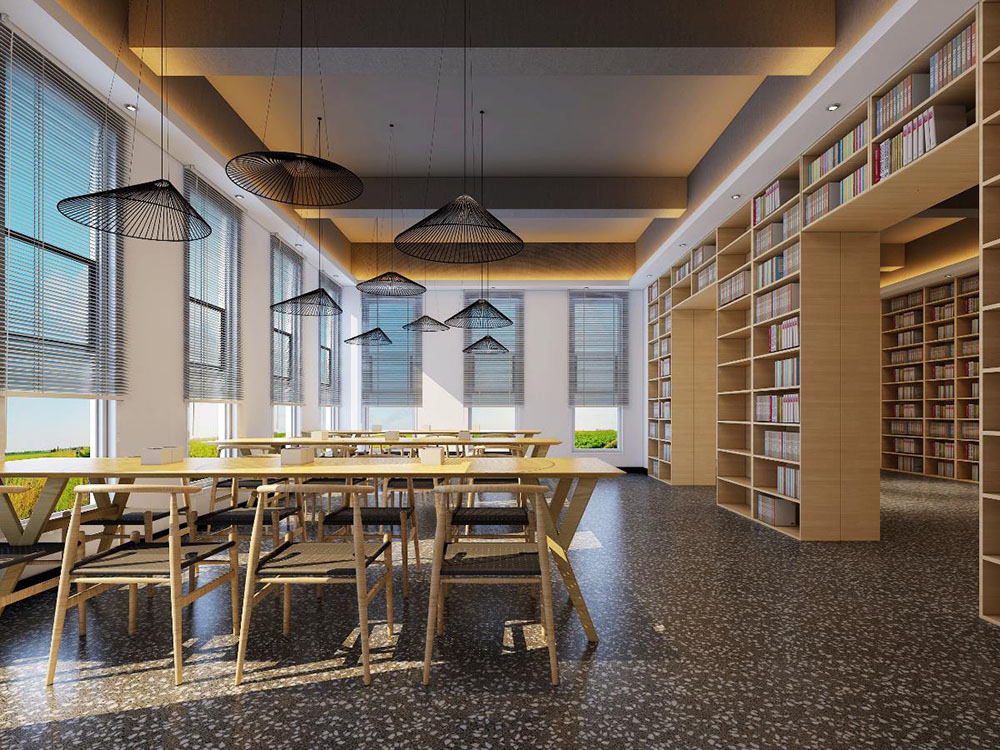 新中式图书馆装修效果图